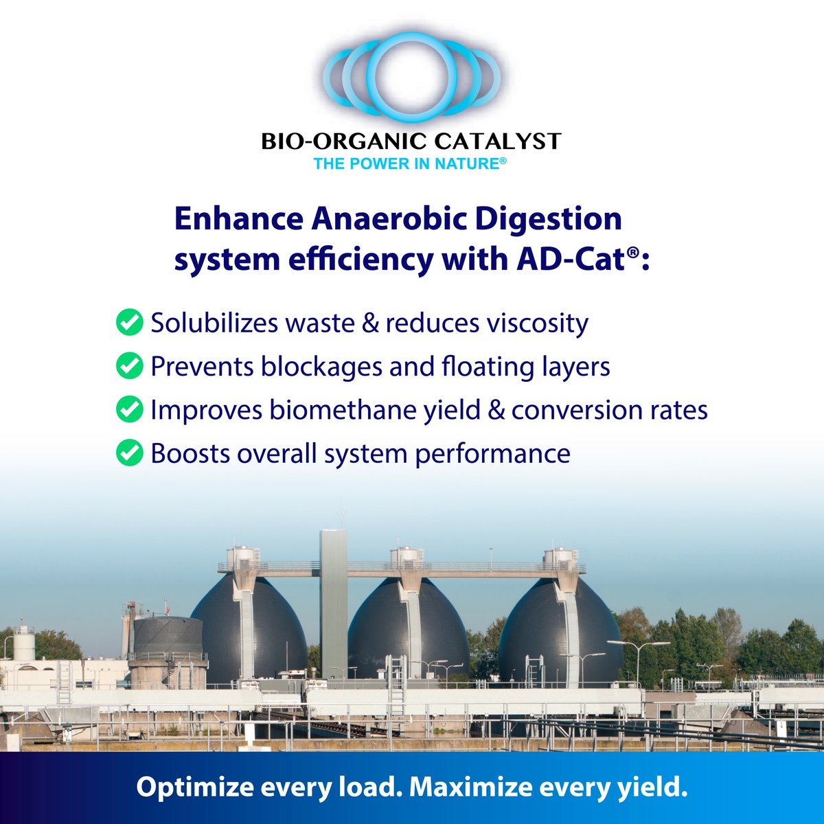 Boost your anaerobic digestion with AD-Cat! 
✅ Prevent blockages 
✅ Improve conversion 
✅ Higher-quality biomethane. 
Learn more: bio-organic.com/ad-cat/

#AnaerobicDigestion #Biogas #Biomethane #WasteToEnergy #Sustainability #CleanTech #BioCatalyst #ADCat #RenewableEnergy