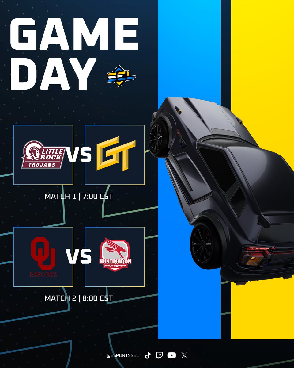 T MINUS 20 MINUTES TILL WE ARE LIVE!

▫️ <a href="/GatechEsports/">Georgia Tech Esports</a> vs Little Rock Trojans 
- 7PM CST
▫️<a href="/OUEsports/">OU Esports</a> vs <a href="/HCHawksEsports/">Huntingdon Esports</a> 
- 8PM CST

In the booth
<a href="/DJTJRL/">KCP djtj</a> <a href="/BepicCasts/">MrBepic</a>