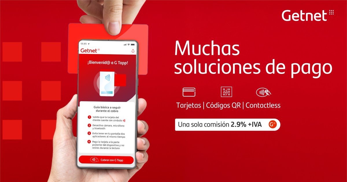 ¿Tarjeta? ✔️ ¿QR? ✔️ ¿Contactless? ✔️ Con Getnet cobras todo en un mismo lugar y pagas una comisión fija.

#ElFuturoEsTuyo #Getnet #GetReady