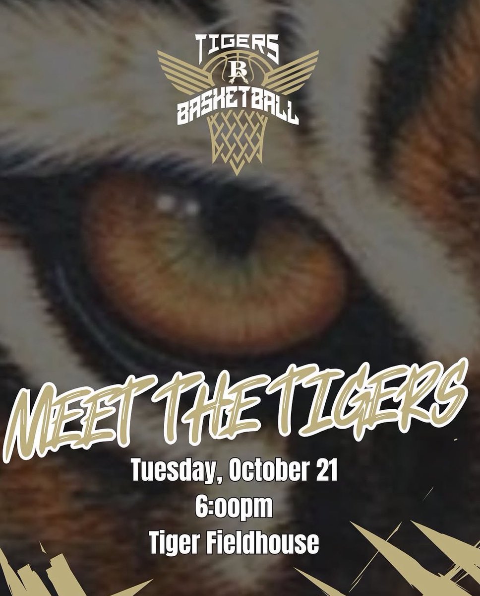 Come out and meet the Tigers next Tuesday night

Tuesday, Oct 21st 
Tiger Field House - Main Gym

Time: 6pm - 7:45pm 

What to expect: Announcements of players, managers &amp; coaches as well as team drills

This is open to the public for family, friends and FANS! 

Admission: