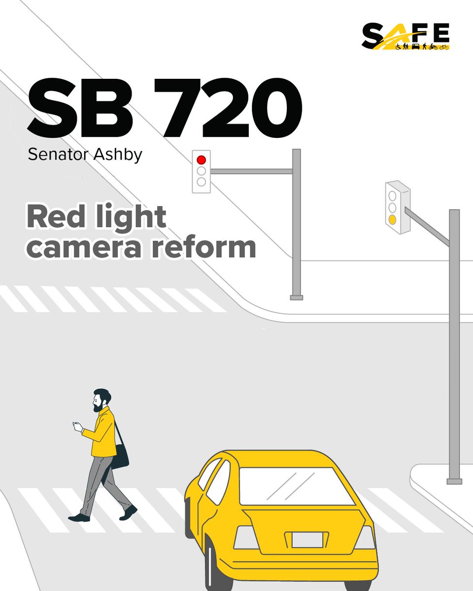 StreetsR4Every1's tweet image. It’s official: SB 720 is law. 🎉 California is moving to curb red-light running and make intersections safer for everyone who walks, bikes, rolls, or drives. Thank you to every advocate who raised their voice—people power works.

#SB720 #VisionZero