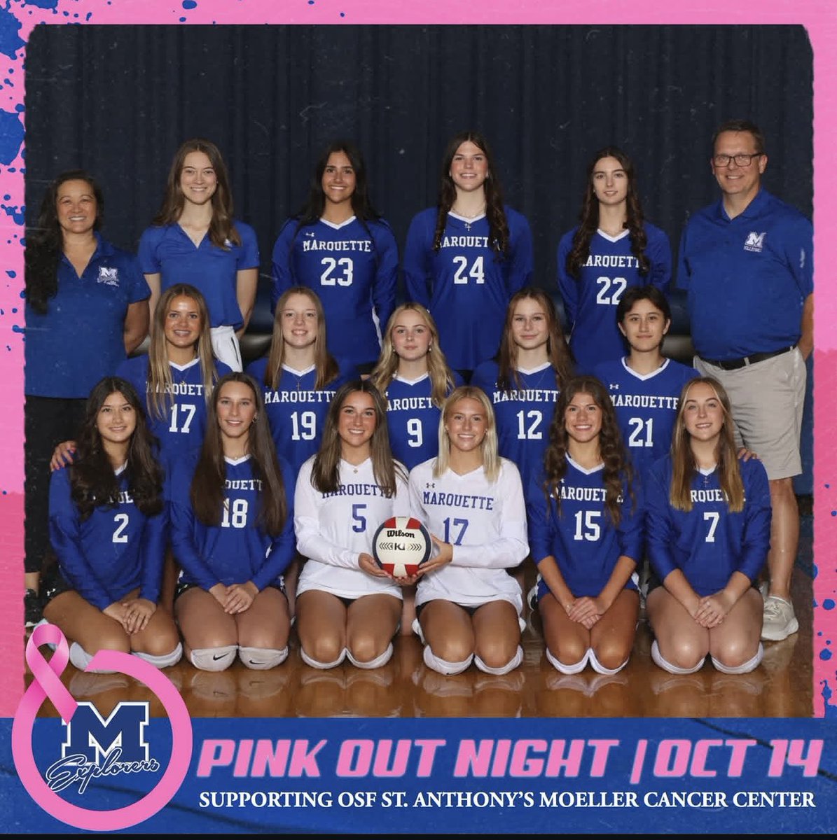HOME VOLLEYBALL GAME TOMORROW 
VS.GIBAULT 7:00!!!!
BREAST CANCER AWARENESS NIGHT
THEME:PINKOUT🌸🌸
COME OUT AND SUPPORT THE GIRLS