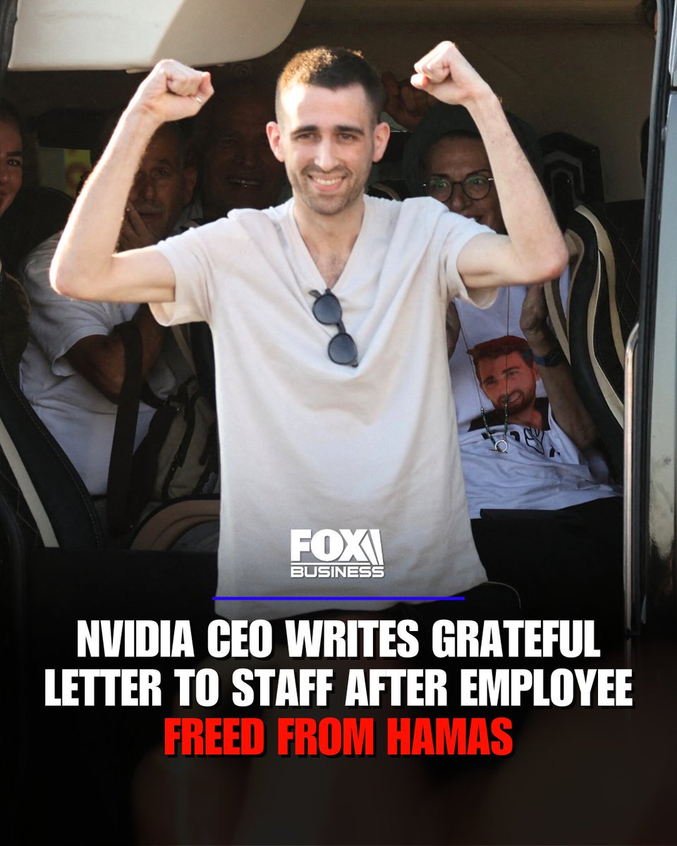 "After two unimaginable years in Hamas captivity, Avinatan has come home."

Nvidia CEO Jensen Huang sent a letter to the chip giant's staff on Monday expressing gratitude for the release of Avinatan Or, an Israeli employee of the company who was released from Hamas captivity