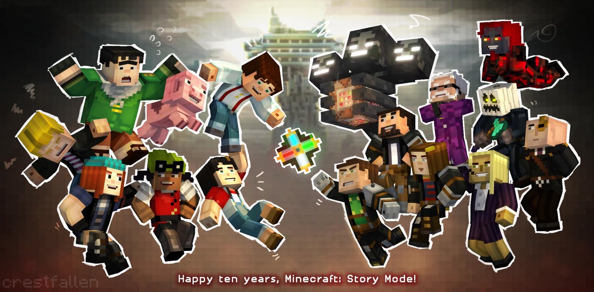 crestfalIen_'s tweet image. Quick render for MCSM&apos;s 10th anniversary!

#mcsm #minecraftstorymode #mcsm10years #mineimator