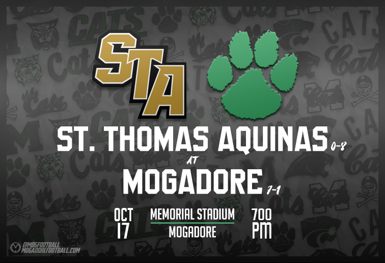 Mogadore hosts the St. Thomas Aquinas Knights Friday night at Memorial Stadium.

Last week's win over Collinwood clinched a 27th consecutive trip to the playoffs for the Wildcats, their 39th overall!