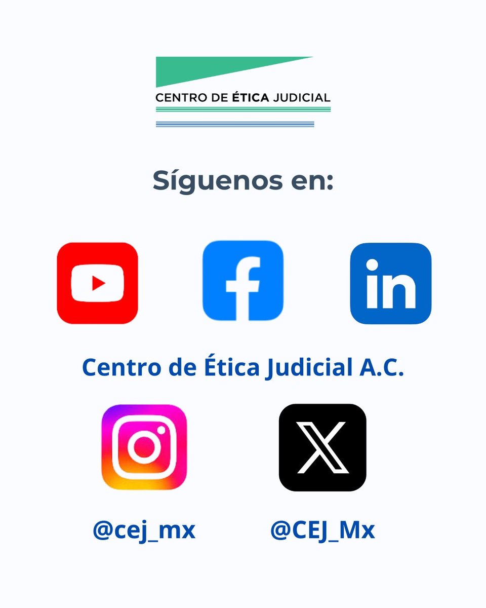 CEJ_Mx's tweet image. ¿Ya nos sigues en redes sociales? 👀📲

🔍 Conoce más sobre nuestros contenidos y actividades en colaboración con los Poderes Judiciales del país 🧑‍⚖️👩‍⚖️

#ÉticaJudicial #DerechosHumanos #Síguenos
