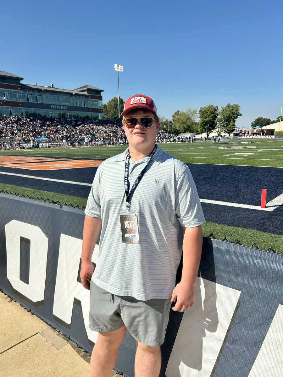 Enjoyed my visit to <a href="/UTM_FOOTBALL/">UT Martin Football</a>! Thanks <a href="/CoachKBannon/">Kevin Bannon</a> <a href="/Coach_JSimpson/">Jason Simpson</a> <a href="/CoachLeno_UTM/">Lenon James Jr.</a>  
<a href="/CoachRudyG/">Coach Rudy Griffin</a> and congrats on the win! <a href="/RecruitTheHills/">RECRUIT VESTAVIA</a> <a href="/1rebelfootball/">Vestavia Hills Football</a> <a href="/CoachREvans/">Robert Evans</a> <a href="/CoachLundberg/">David Lundberg</a> <a href="/AL7AFootball/">Alabama7AFootball</a> <a href="/Alabama_Varsity/">AL Prep Varsity</a> <a href="/HallTechSports1/">Hall-Tech Sports</a> <a href="/TalkoftheTownFB/">Talk of the Town HS FB</a> <a href="/PrepRedzoneAL/">Prep Redzone Alabama</a>