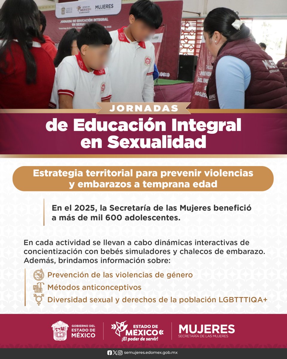 SeMujeresEdomex's tweet image. Hablar de sexualidad también es hablar de derechos. Con las Jornadas de #EducaciónIntegralEnSexualidad, la #SeMujeres impulsa el autocuidado y previene violencias, embarazos no planificados e infecciones de transmisión sexual.
#ElPoderDeServir