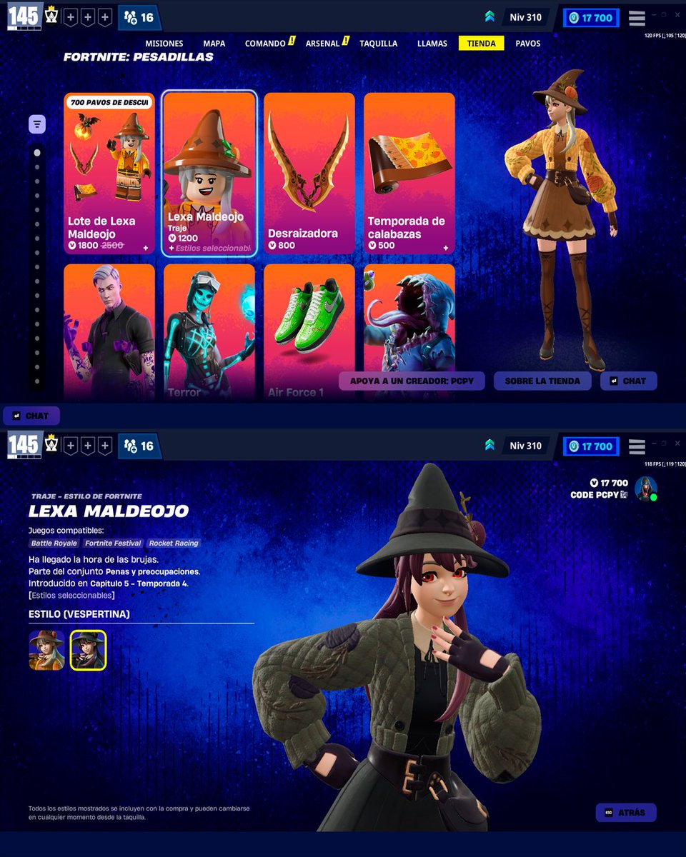 codepcpy's tweet image. ¡LEXA MALDEOJO REGRESÓ TRAS 140 DÍAS EN FORTNITE!
📆 Se van el 16 de octubre en América (17 en Europa).
Usa el código ‘PCPY’ si deseas apoyarme, gracias ❤️ #ad
#Fortnite