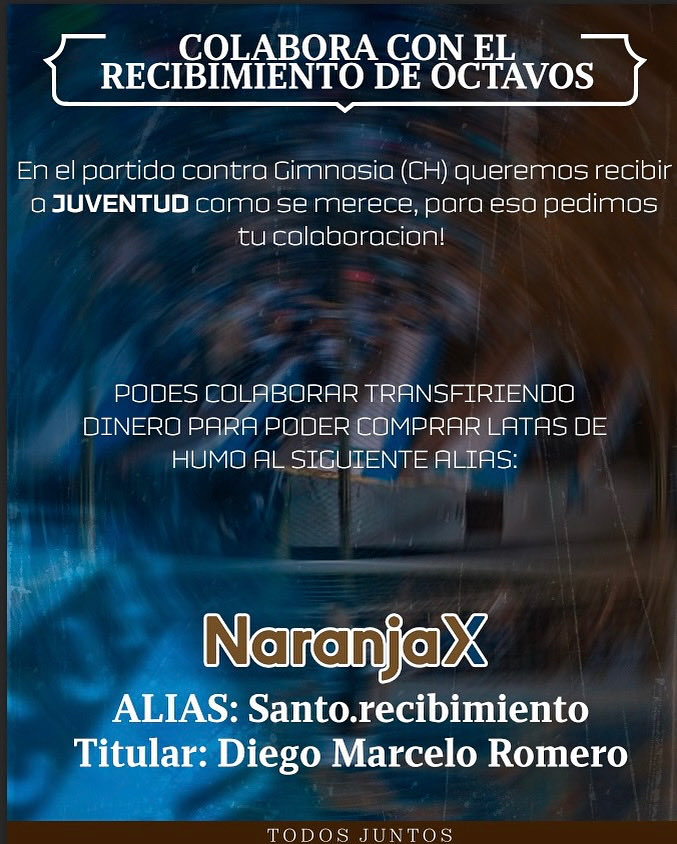 ¡𝐀𝐘𝐔𝐃𝐀𝐍𝐎𝐒 𝐀 𝐏𝐑𝐄𝐏𝐀𝐑𝐀𝐑 𝐔𝐍 𝐑𝐄𝐂𝐈𝐁𝐈𝐌𝐈𝐄𝐍𝐓𝐎 𝐈𝐍𝐎𝐋𝐕𝐈𝐃𝐀𝐁𝐋𝐄! 🫡

Recibimos a JUVENTUD como se merece, ¡Y queremos que el estadio EXPLOTE desde el minuto cero!

Podes transferir a este alias:
Santo.recibimiento
Titular: Diego Marcelo Romero