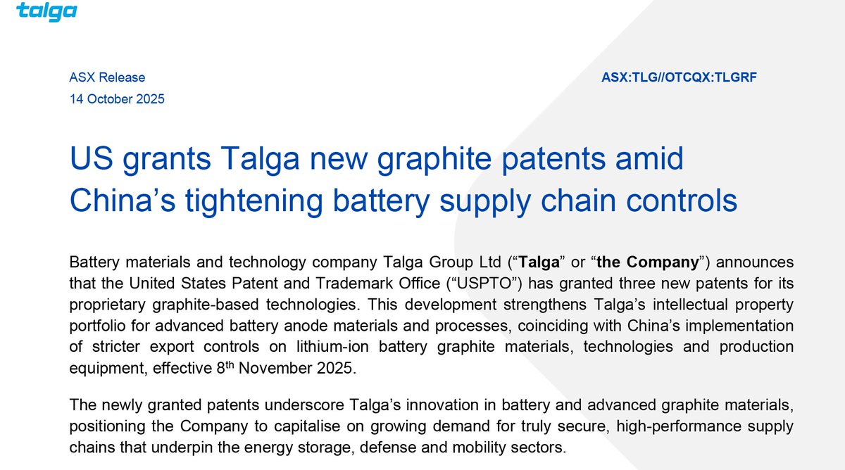 dinosaurman1's tweet image. Good timing! Am in Washington DC tomorrow.
As industrialised society faces a “Graphite Crisis”, @Talga_Ltd vertical integration and technology offer a unique 100% controlled alternative for global customers seeking supply chain security. $TLG.ax $TLGRF