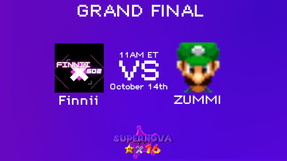 Supernova64T's tweet photo. THE GRAND FINAL OF THE SUPERNOVA 16 WILL TAKE PLACE TOMORROW!

Finnii vs ZUMMI @ 11AM ET, Best of 5

Finnii beat ZUMMI last time, but can he do it again? We'll be sure to find out, DON'T MISS IT https://t.co/j5rP6xwIF5