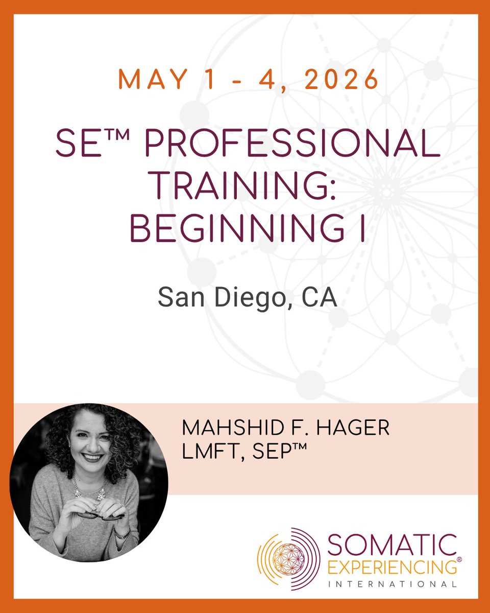 Somatic_Exp_Int's tweet image. Apply to the Somatic Experiencing Training Program: traumahealing.org/ApplyHere
Ready to Register? Follow the Link Here: traumahealing.org/Beg1SanDiegoCA…
#somaticexperiencing #traumahealing #professionaldevelopment #somaticexperiencinginternational #training #community #joy #invest