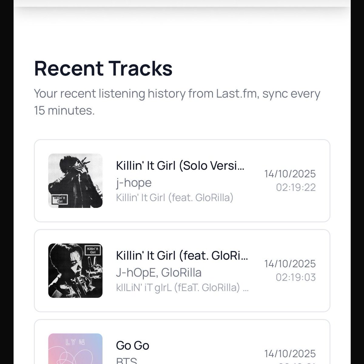 Connect your Last.fm account and keep track of your BTS plays, more features for this coming soon.