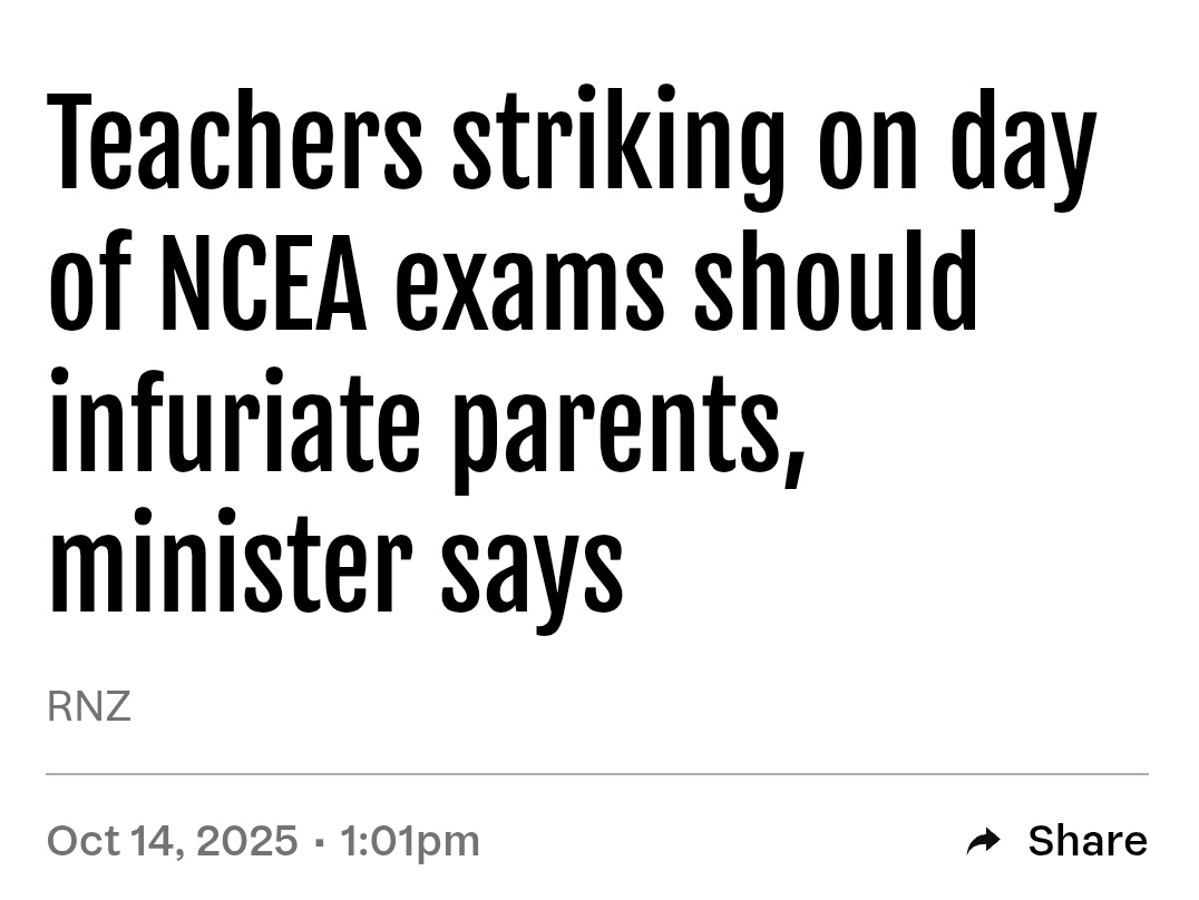 StrayDogNZ's tweet image. Our Minister of Education, Erica Stanford, is either ignorant of the fact that teachers aren't involved in the supervision of exams or she's deliberately pushing misinformation to create backlash against teachers.

Either way it's pretty embarrassing.