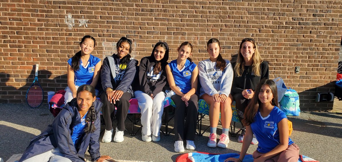 Congrats to the 7 John Glenn tennis players who competed in the Suffolk County Divisional Individual Championships: Danika Jhaveri, Bella Ronai, Kaitlyn Fazal, Chloe Kougemitros, Elizabeth Benavides, Malaine Robert &amp; Nidhi Kamatkar — with proud Coach Weiss! 🎾