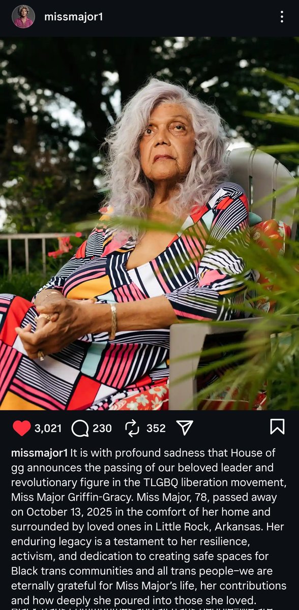 nonbinaryfenris's tweet photo. Rest in power, Miss Major.

Donation link for House of gg, Miss Major's Foundation to support: https://t.co/LVDJyxj7Ri https://t.co/HVZAMiVynU