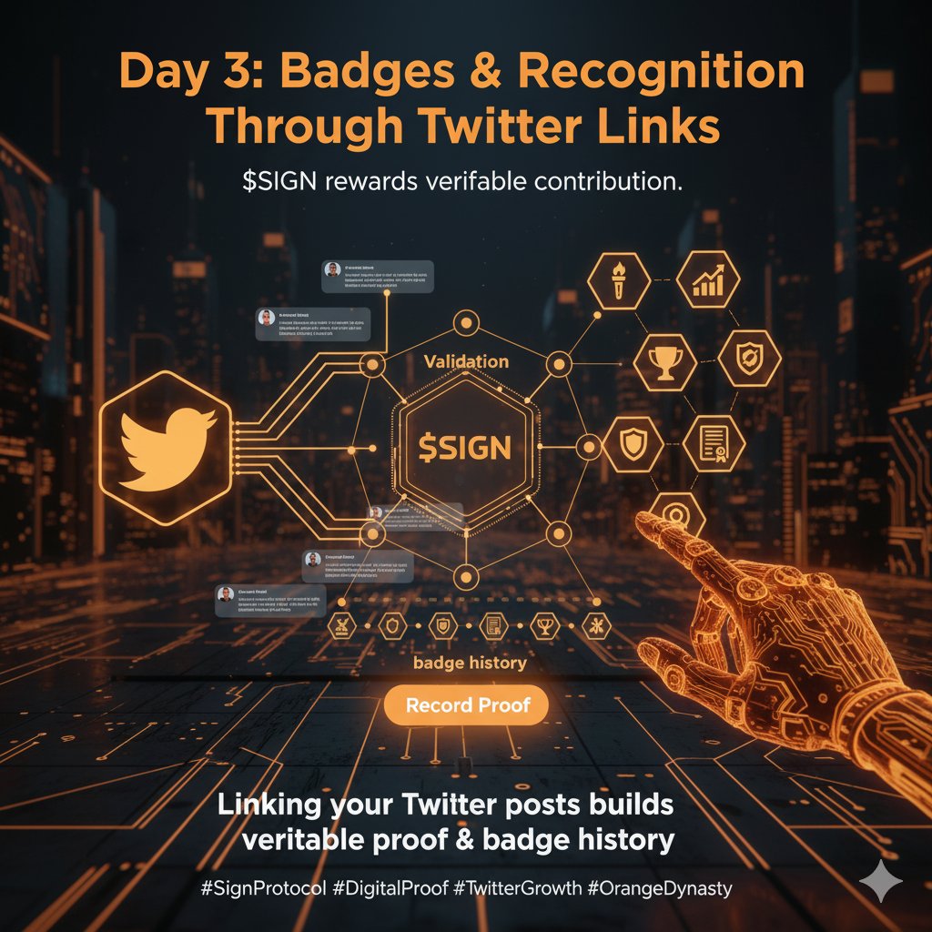 BlossomBrainiac's tweet image. Day 3: Badges & Recognition Through Twitter Links
=
$SIGN rewards verifiable contribution.
#SignProtocol #DigitalProof #TwitterGrowth #OrangeDynasty