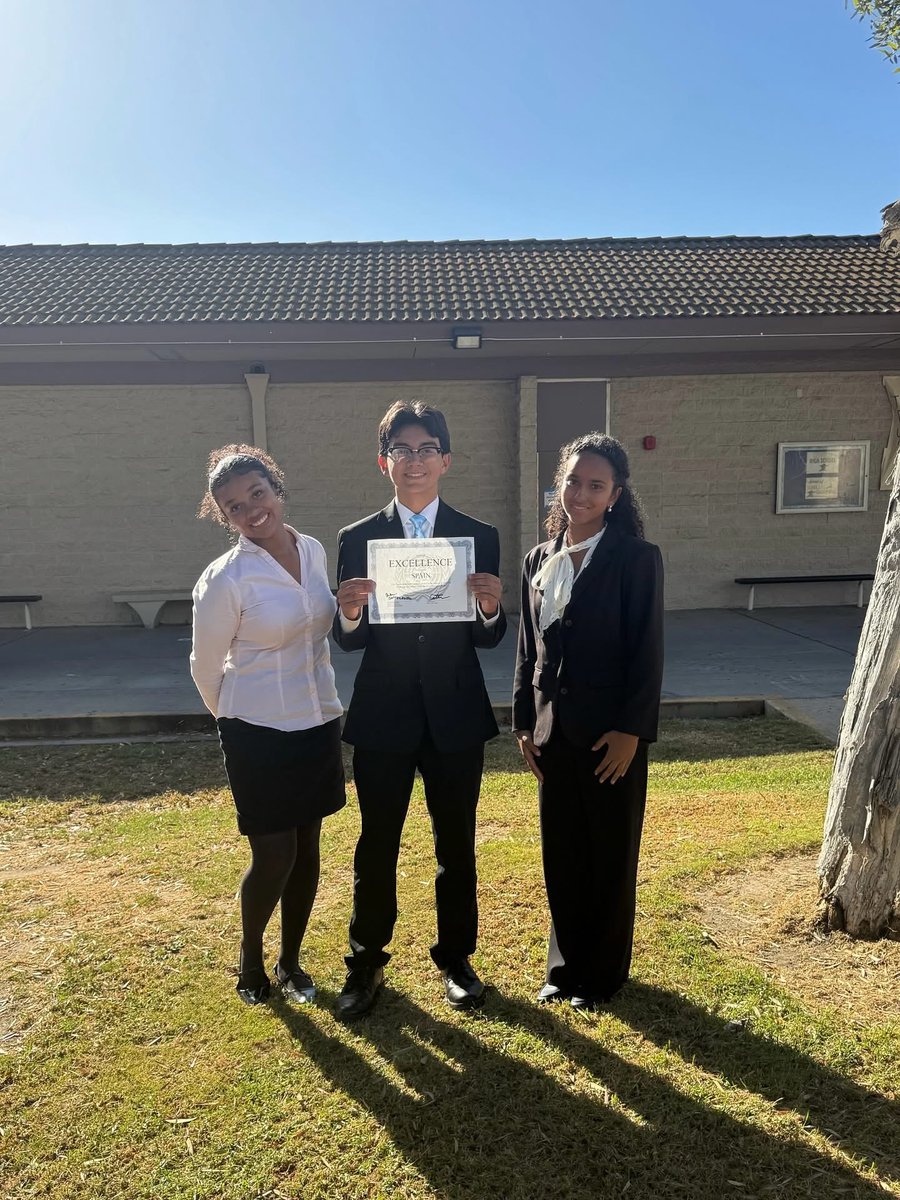 Some of our excellent students, Amiah, Gabriella, and Nico, attended the Model UN conference at Cerritos High School. Nico ended up winning the Award of Excellence! Congratulations! 💜🎉