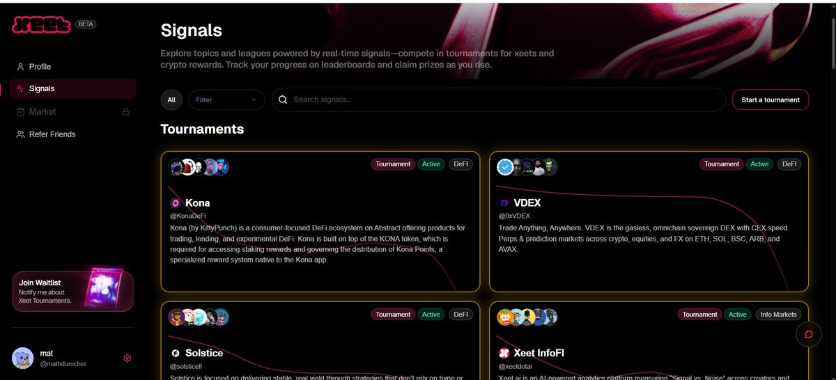 I was just looking around the current XEET tournaments 

Do we think that a bearish af tournament will be coming in the future ? 

Might be something idk 👀