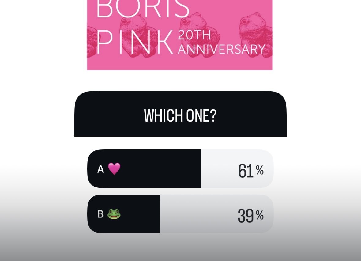 ポチッと投票ありがとうございます。インスタのアカウントでも受付中です。どちらも投票してOKです。
Xではカエル優勢、インスタではロゴ優勢ですね。最終は双方の平均パーセンテージで決定します！

instagram.com/nydcollectionjp