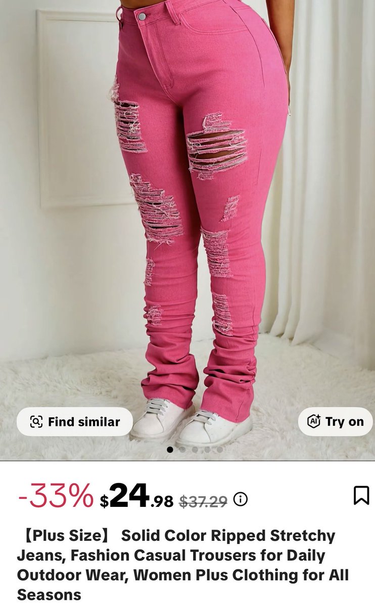 awesomettownmom's tweet image. tiktok.com/t/ZTH7sAcnt6Lu…

Make a bold move in pink! 💖✨ These plus size ripped jeans are stretchy, comfy, and stand out for $24.98 (33% off).
#plussize  
#rippedjeans  
#jeansplussize  
#pinkoutfit  
#plusdenim