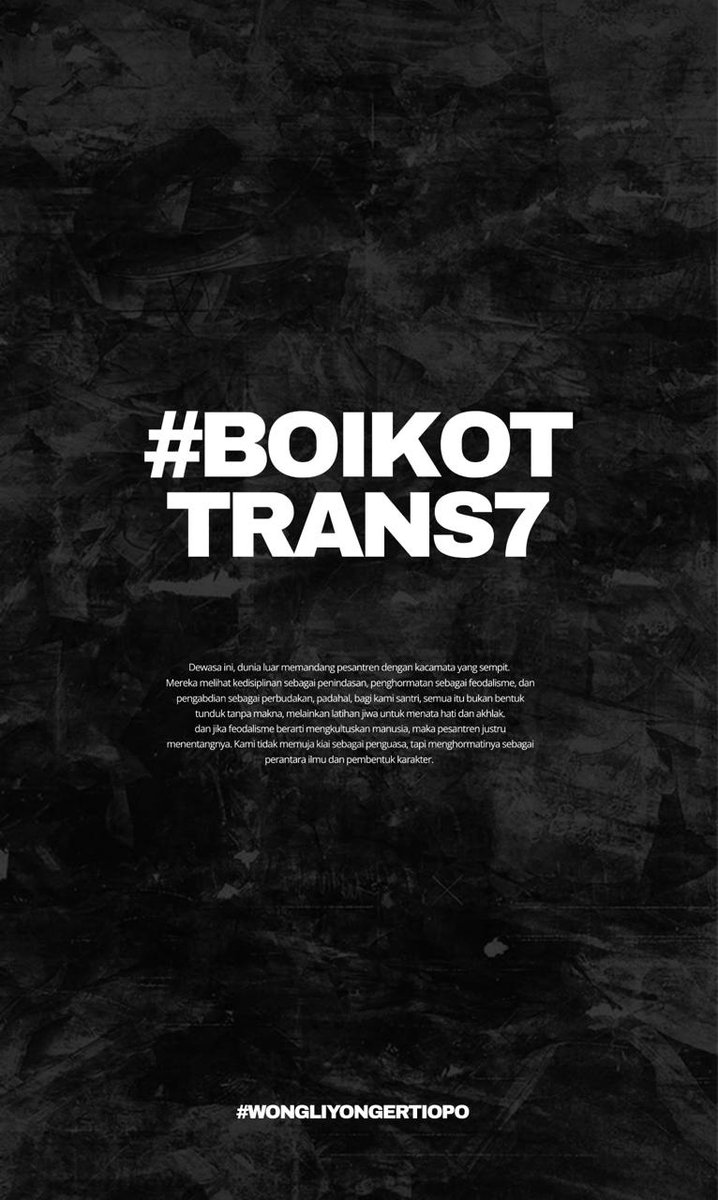 #BOIKOTTRANS7 #WONGLIYONGERTIOPO