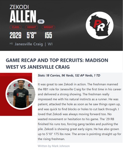 Zekodi Allen (@zekodi_allen) on Twitter photo Thank you <a href="/MJ_NFLDraft/">Mark Johnson</a> for the write up.
<a href="/PrepRedzoneWI/">Prep Redzone Wisconsin</a>
Article: prepredzone.com/2025/10/game-r… Thank you <a href="/MJ_NFLDraft/">Mark Johnson</a> for the write up.
<a href="/PrepRedzoneWI/">Prep Redzone Wisconsin</a>
Article: prepredzone.com/2025/10/game-r…