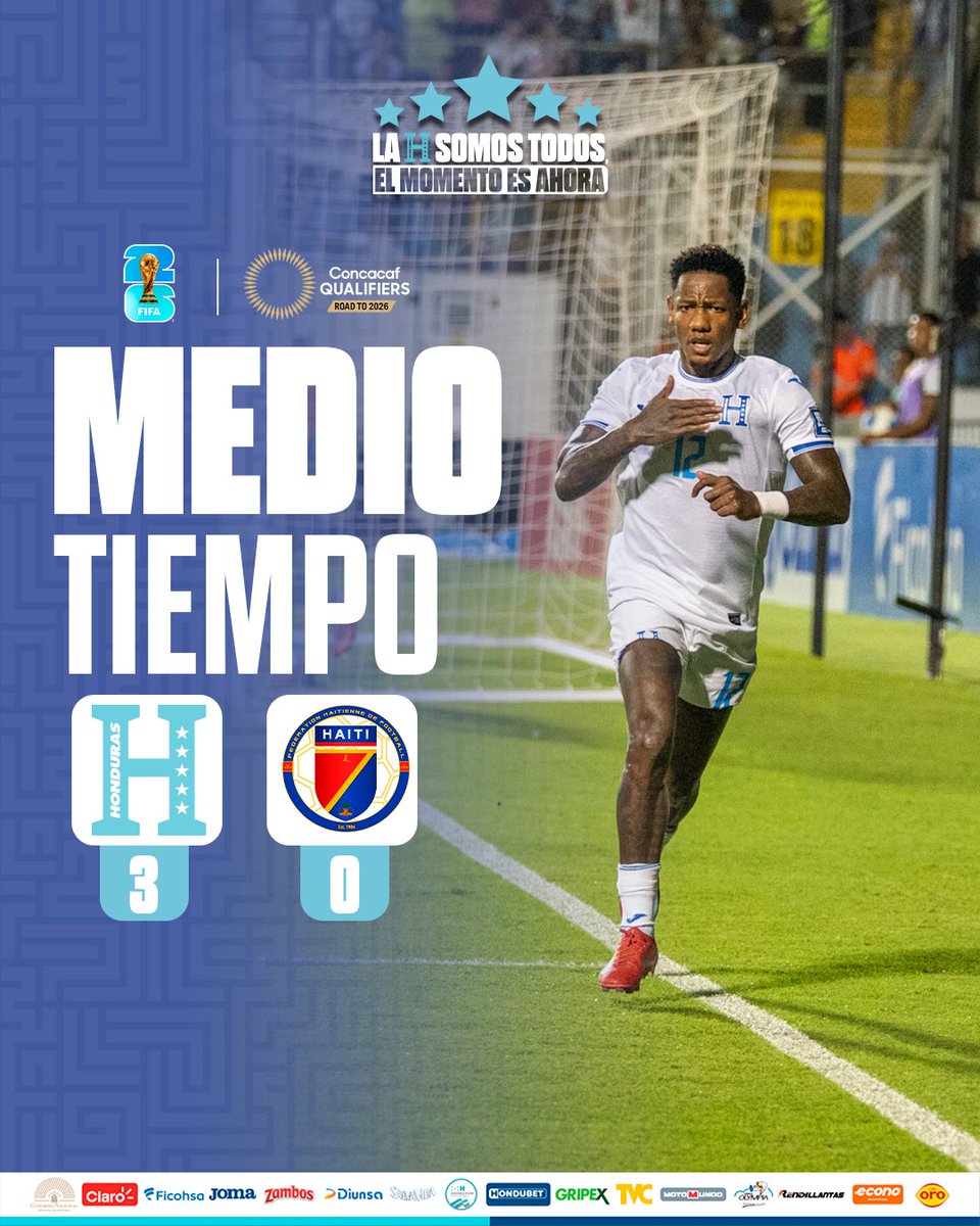 ⏱️TERMINA EL PRIMER TIEMPO

⚽ Honduras 🇭🇳 3-0 🇭🇹Haití
🏟 Estadio Nacional Chelato Uclés
🕕 6:00 P.M.

#LaHSomosTodos #ElMomentoEsAhora #RondasClasificatorias