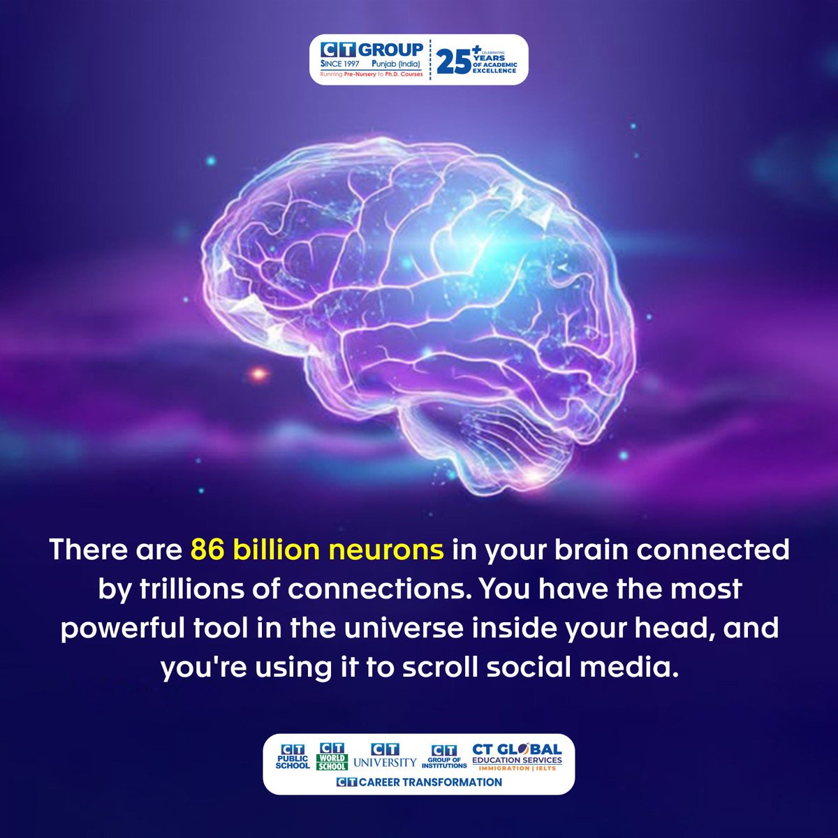 CTGroupshahpur's tweet image. You carry the universe’s most powerful processor in your head — don’t let it limit itself to scrolling.
Think. Create. Transform. 🧠