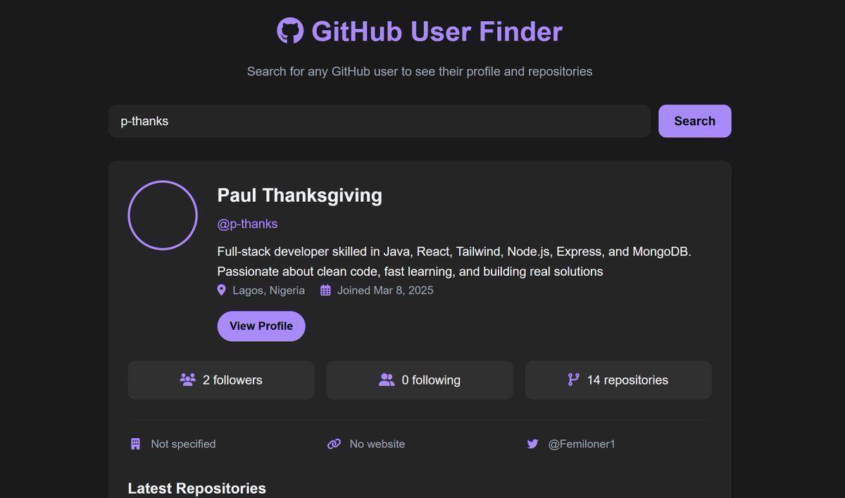 Femiloner1's tweet image. Finally hosted my GitHub User Finder 🌐
Built with HTML, CSS & JavaScript 💻
Simple, fast, and dark mode ready ⚡
githubfinder-azure-two.vercel.app
#WebDevelopment #JavaScript #Coding #BuildInPublic #Frontend