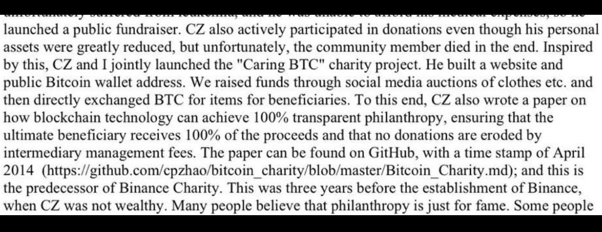 Did <a href="/cz_binance/">CZ 🔶 BNB</a> and <a href="/heyibinance/">Yi He</a> really start charity long before Binance? Just shows what type of people they really are.

I guess its true what they say, do good and it comes back 100x  
<a href="/CaringBitcoin/">Caring BTC</a>