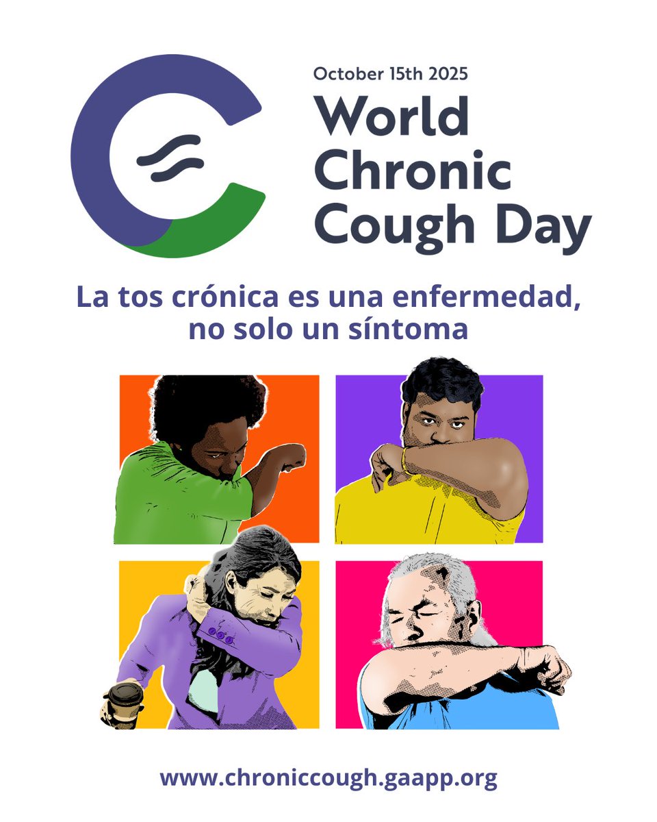 Hoy es el Día Mundial de la Tos Crónica 2025. Es un día para que todos nos unamos y visibilicemos una afección que a menudo se subestima, pero que afecta profundamente la vida de millones de personas en todo el mundo. chronicough.gaapp.org. #ChronicCoughDay #WCCD2025