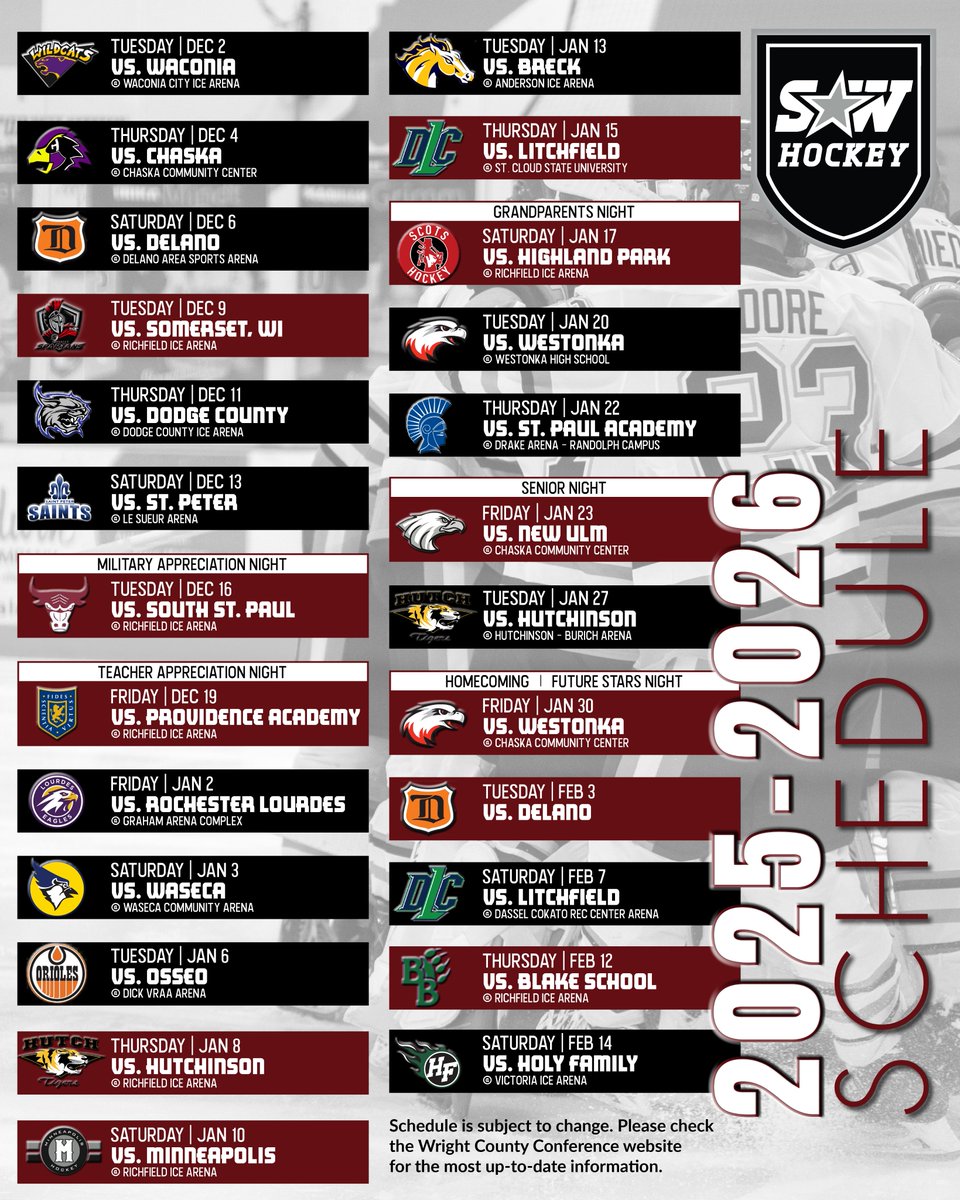 🏒 It’s official! The 2025–2026 season schedule is here, and we’re ready to light the lamp. Mark your calendars and get loud. 📅 Special nights, rivalries, and big matchups—don’t miss a moment. 📲 Full schedule below! 👇 <a href="/swchssports/">SWCHS Athletics</a>
#PuckDrop #SkateHardPlayHard #LetsGoStars