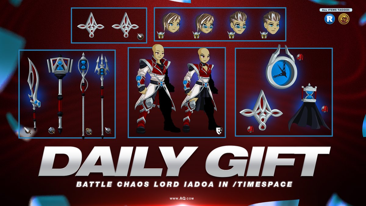 ⏰ It's about time (Sunday's daily gifts arrived)! Battle Chaos Lord Iadoa in the Timespace map through Friday November 7th to collect all of Sunday's 0 AC rare daily login gifts! AQ.com