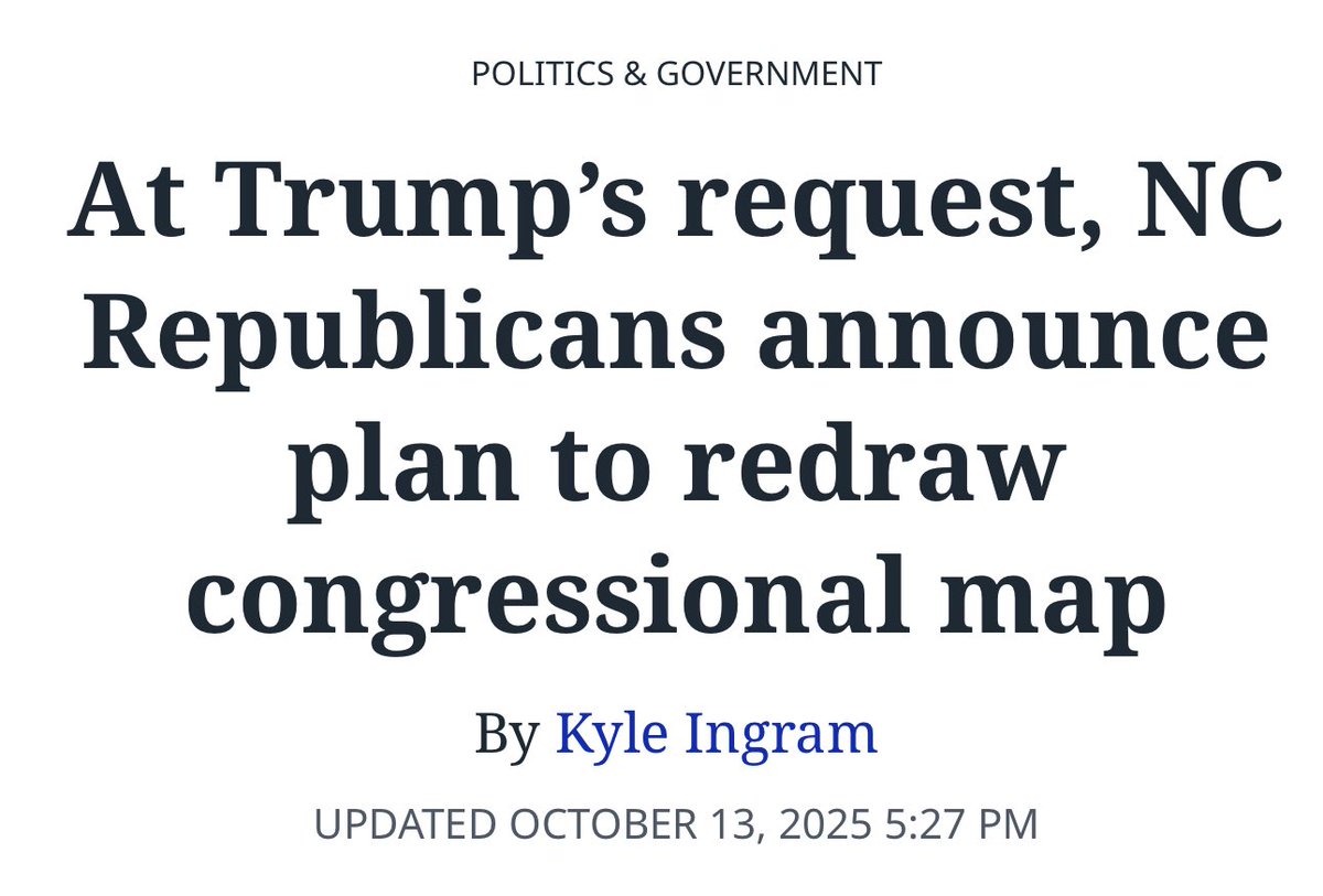 GavinNewsom's tweet image. The pathetic legislative leaders of North Carolina haven’t even passed a budget.
And what are they busy doing? Rigging the next election for Trump.
Their priorities are clear — bend the knee to Trump, screw over North Carolina.
Remember that.