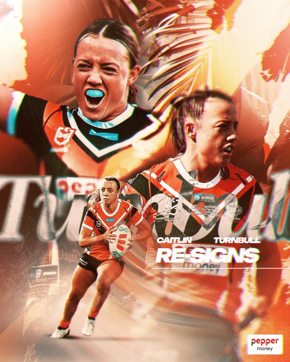 WestsTigers's tweet photo. She’s going nowhere 😤 Caitlin Turnbull has re-signed! 🔏 https://t.co/qEbTi9WPX3

#NRLW #OneJungle 🐅 https://t.co/eqmPpmL1XF