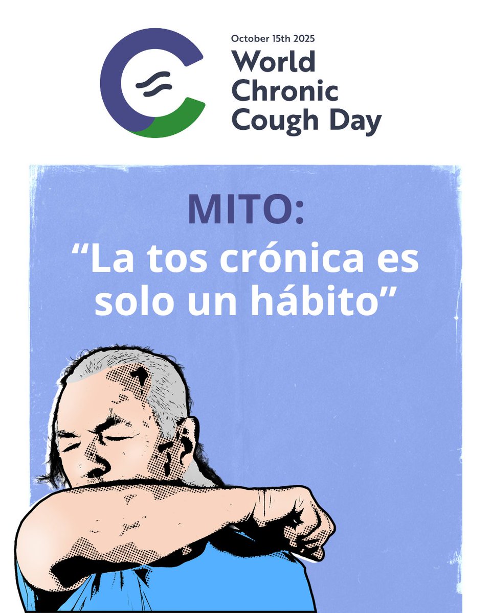 FUNDAPSO's tweet image. Mito: La tos crónica es solo un hábito. Realidad: La tos crónica es una afección médica grave que afecta a alrededor del 10% de la población general. Obtenga más información y corra la voz: chronicough.gaapp.org #ChronicCoughDay #WCCD2025 #ChronicCough