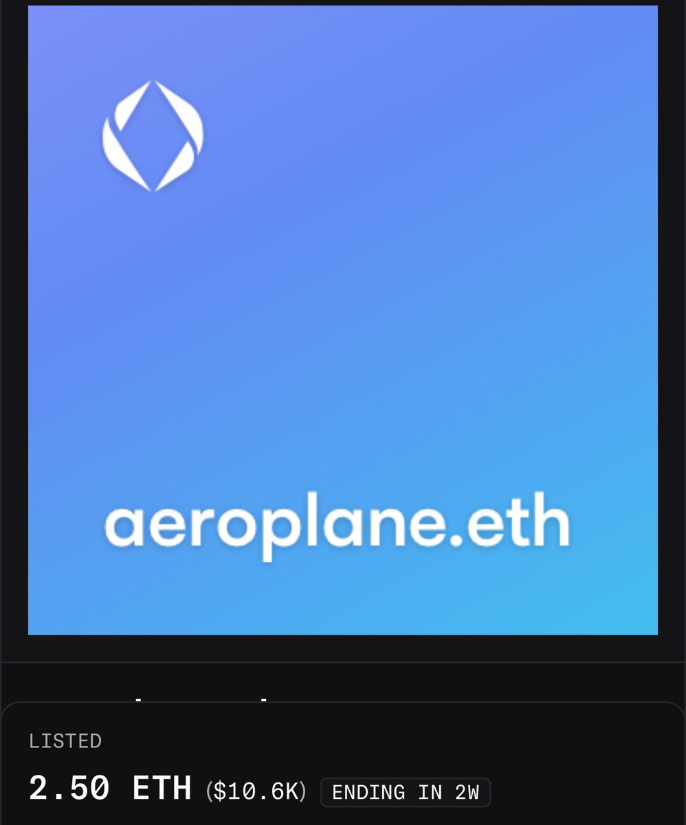 Aeroplane.eth listed for 2.5 eth 🛩️