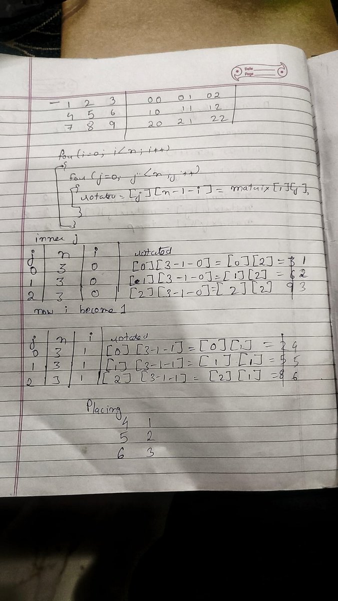 DEV_Shivam3224's tweet image. Day 24 of #100DaysOfCode 🔥
Solved 2 LeetCode problems today:
1.Rotate Image
2. Spiral Matrix
Took me almost 3.5 hours to figure out the pattern and brute force both, but that’s how growth feels — slow, frustrating, yet powerful
#LeetCode #DSA #CodingJourney
