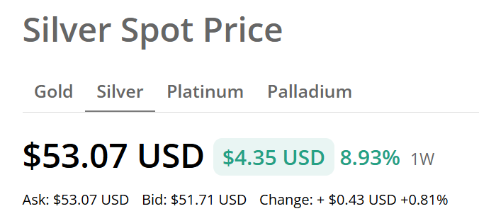 Silver at $53