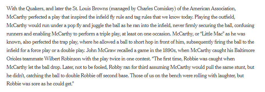 ChrisBzozowski's tweet photo. Thanks to Tommy McCarthy. The rule allowed runners to tag once the ball hits the glove vs. once the ball was secured. The rule/play origin dates back over 100 years and was aimed to prevent fielders from juggling flyballs to prevent runners from advancing... https://t.co/9HdlJ9hTab