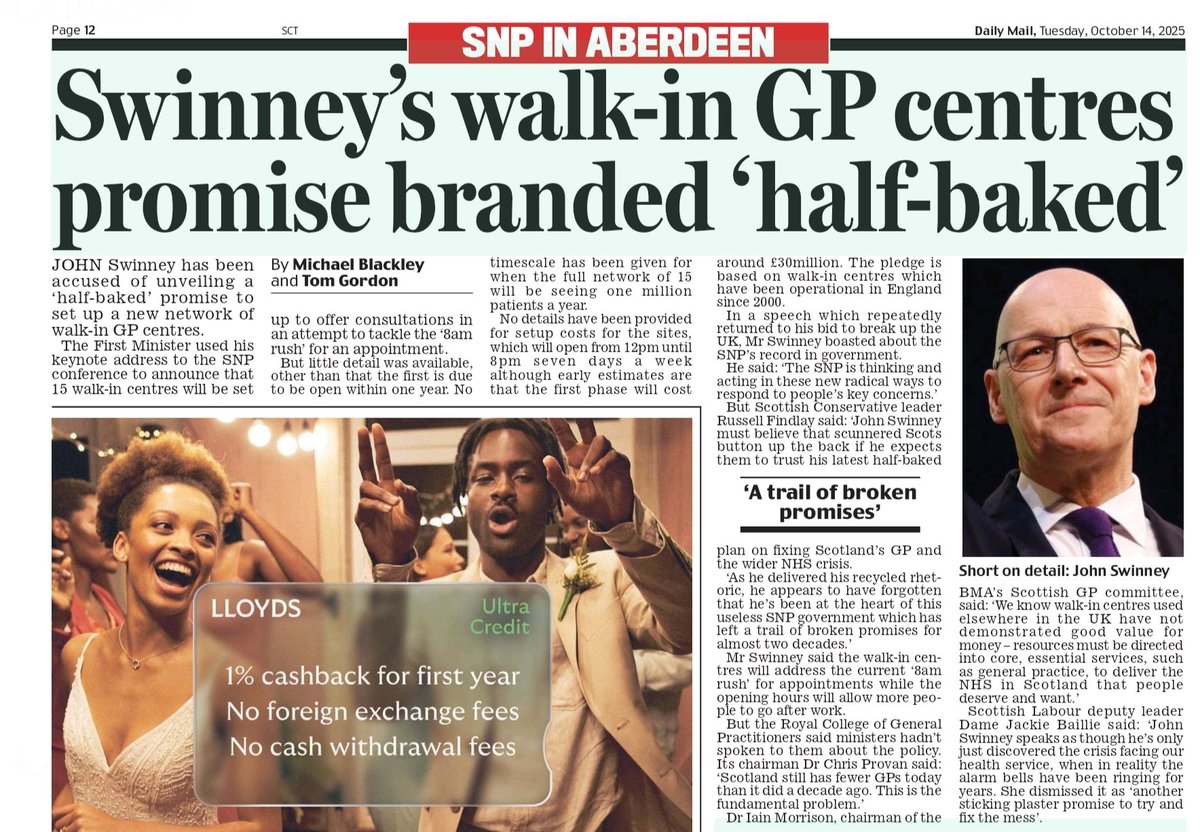 AgentP22's tweet image. Nobody is buying this tosh.

Swinney’s “walk-in GP centres” are nothing but smoke and mirrors. 

No timeline, no budget, no delivery — just hot air for headlines.