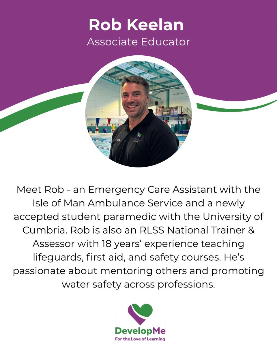 developmeltd's tweet image. 👋 Meet the Team: Rob Keelan
Rob is an experienced RLSS Trainer passionate about developing others and promoting water safety.
#MeetTheTeam #DevelopMe