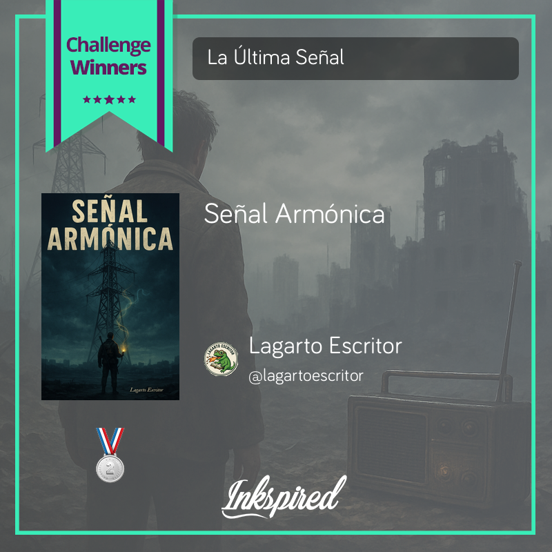getinkspired's tweet photo. 🇪🇸 ¡Tenemos un ganador!. @lagartoescritor es un/a ganador/a en el concurso de escritura 'La Última Señal', en la posición #2. https://t.co/pLNa54Qrml https://t.co/zZYu1kPzbU
