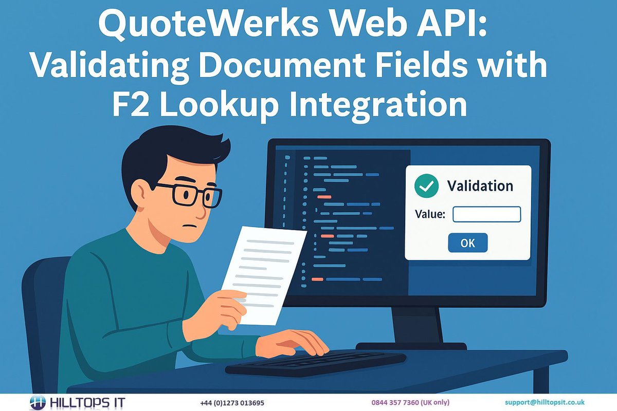 HilltopsIT's tweet image. 🧠 Tired of chasing users for missing info? See how a popup form can guide them to complete fields instantly. No more back-and-forth!
📹 youtu.be/TbxlewZcC30
#QuoteWerks #WebAPI #DataValidation #Automation #QuoteWerksWeb #Efficiency #DataQuality #SmartForms #SalesTools