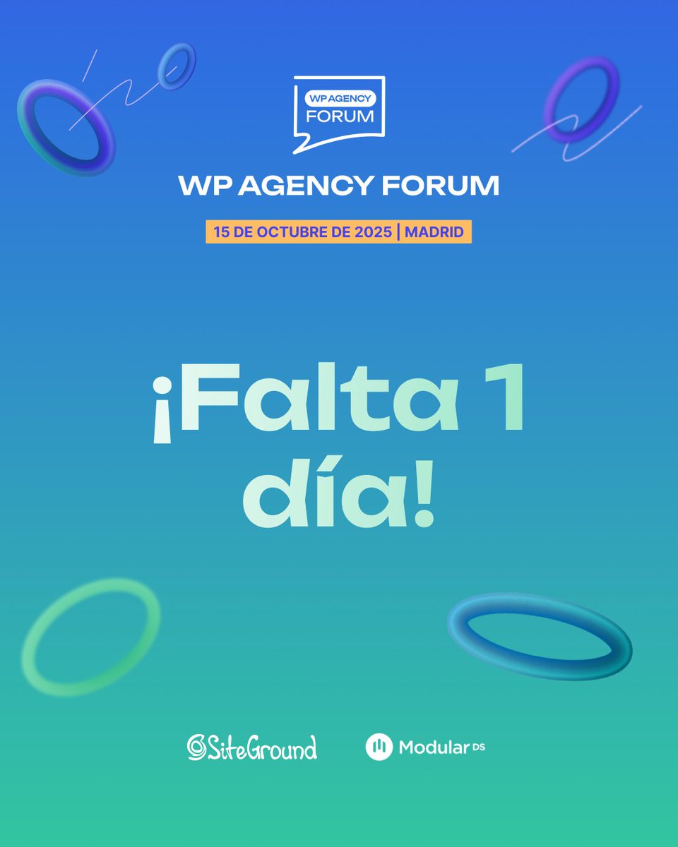 ModularDS's tweet image. ¡Es mañana! 🚀
El #WPAgencyForum arranca en menos de 24 horas y no podemos tener más ganas de compartirlo con vosotr@s 💜
¡Nos vemos en nada!