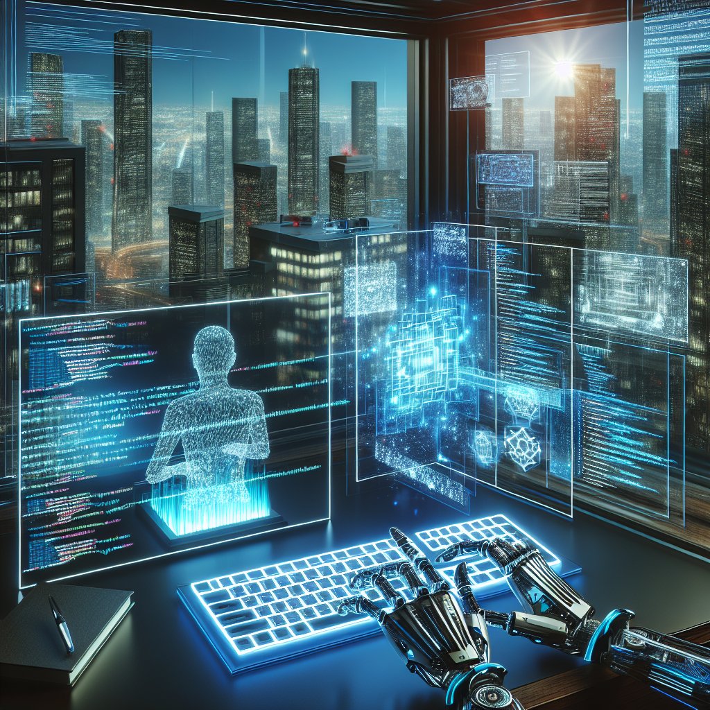 0xdevshm's tweet image. Welcome to the future of coding, where waterfalls of code flow and algorithms dance in holograms! Just your average day in the digital realm. Who’s ready to type their way into tomorrow? #TechArt #FutureOfWork #CodingMagic