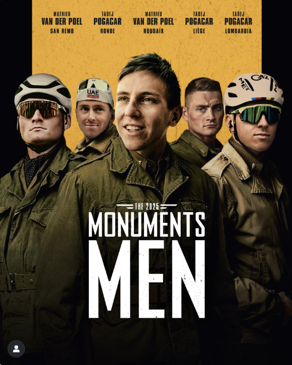 Miroir2Cyclisme's tweet photo. THE 2025 MONUMENTS MEN

📸 skodawelovecyclingfrance (IG)
#MathieuvanderPoel #TadejPogacar #cyclisme #cycling #ciclismo https://t.co/YIo7IEwmYZ
