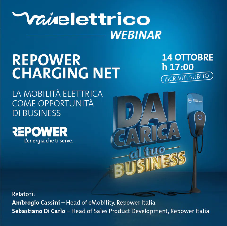 vaielettrico's tweet photo. 📣📢📣📢 ATTENZIONE ALLE 17 IL NOSTRO WEBINAR con #repower  Per iscriversi basta un click qui ➡️➡️https://t.co/ute9Etgje6 https://t.co/b8OUoJ6dik